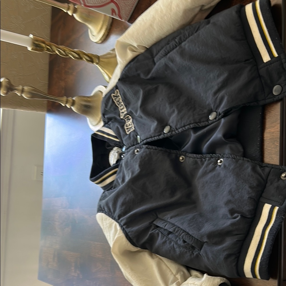 Kids Black and Cream Varsity Jacket